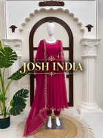 Faux Georgette Anarkali Gown with Pant Dupatta Thread Sequence Work Party Wear