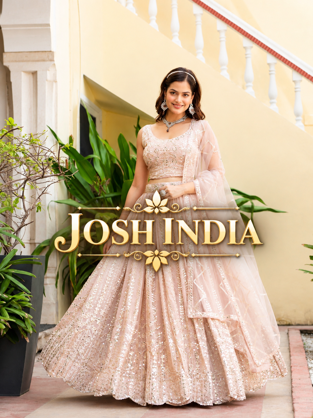 Peach Faux Georgette Lehenga Choli Zari Sequence Embroidery Work Semi Stitched