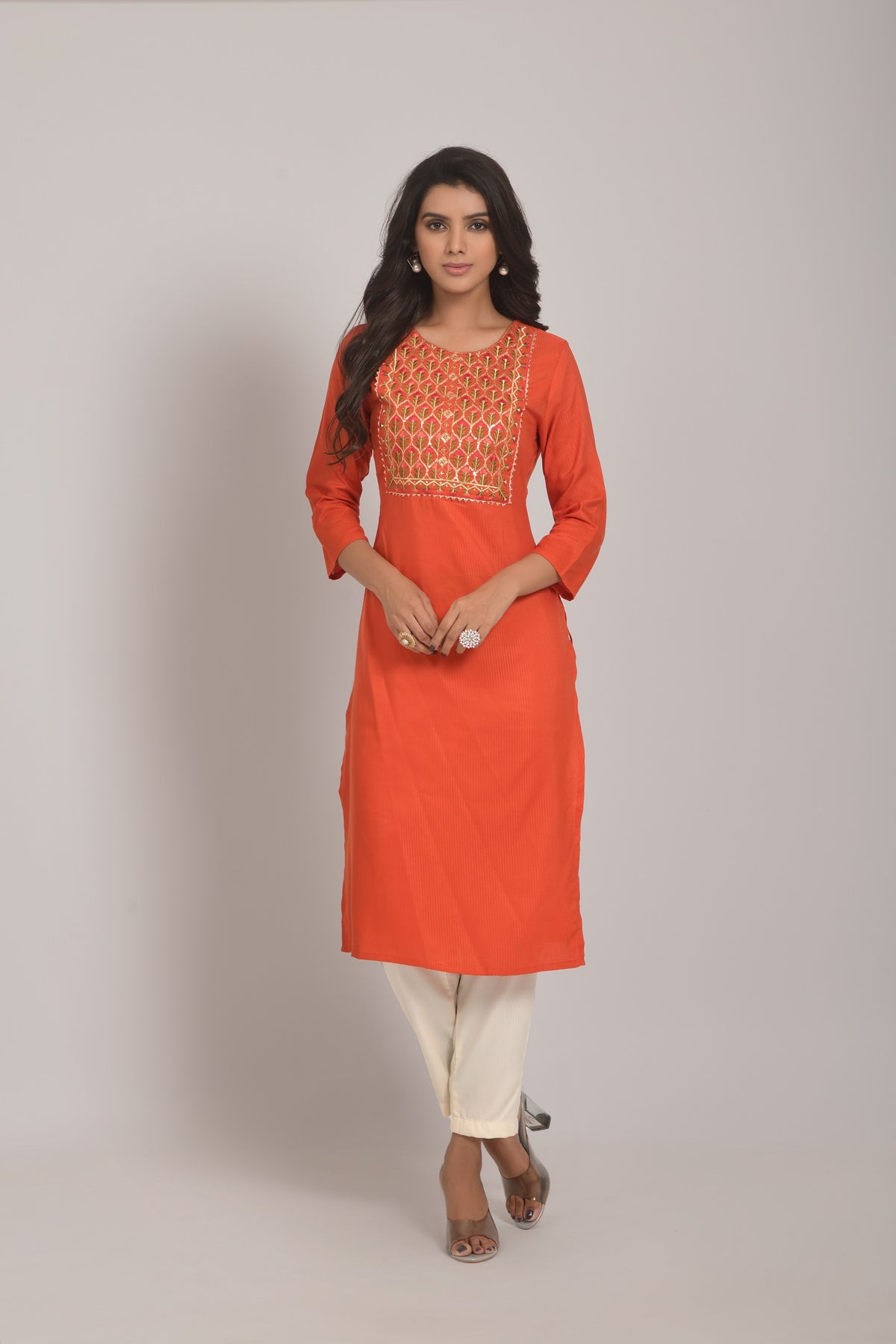 Buy Orange Kurtis for Women Online in India - Joshindia
