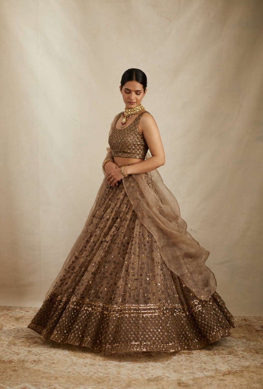 Brown Color Designer Embroidery Lehenga Choli