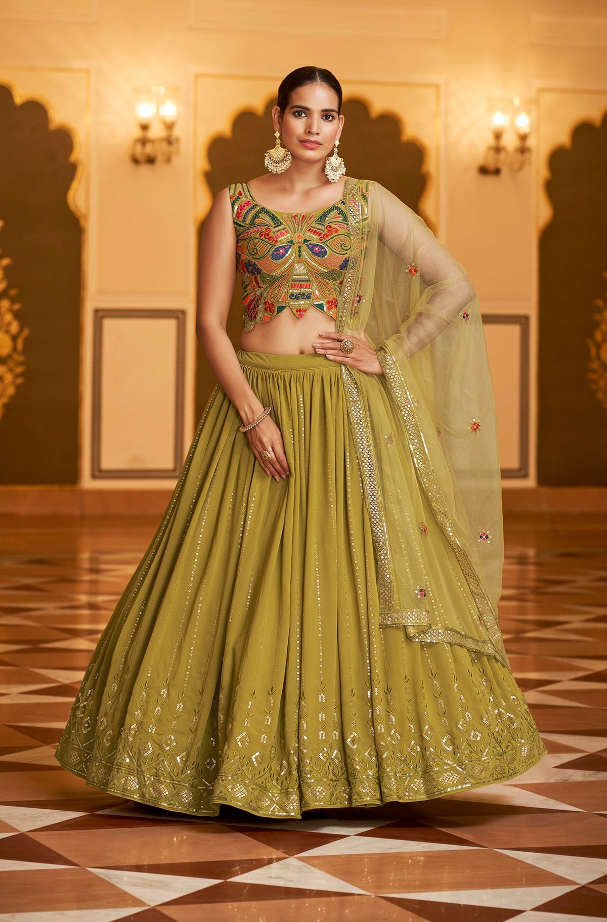 Buy Mustard Lehenga Designs Online at Best Prices - Joshindia