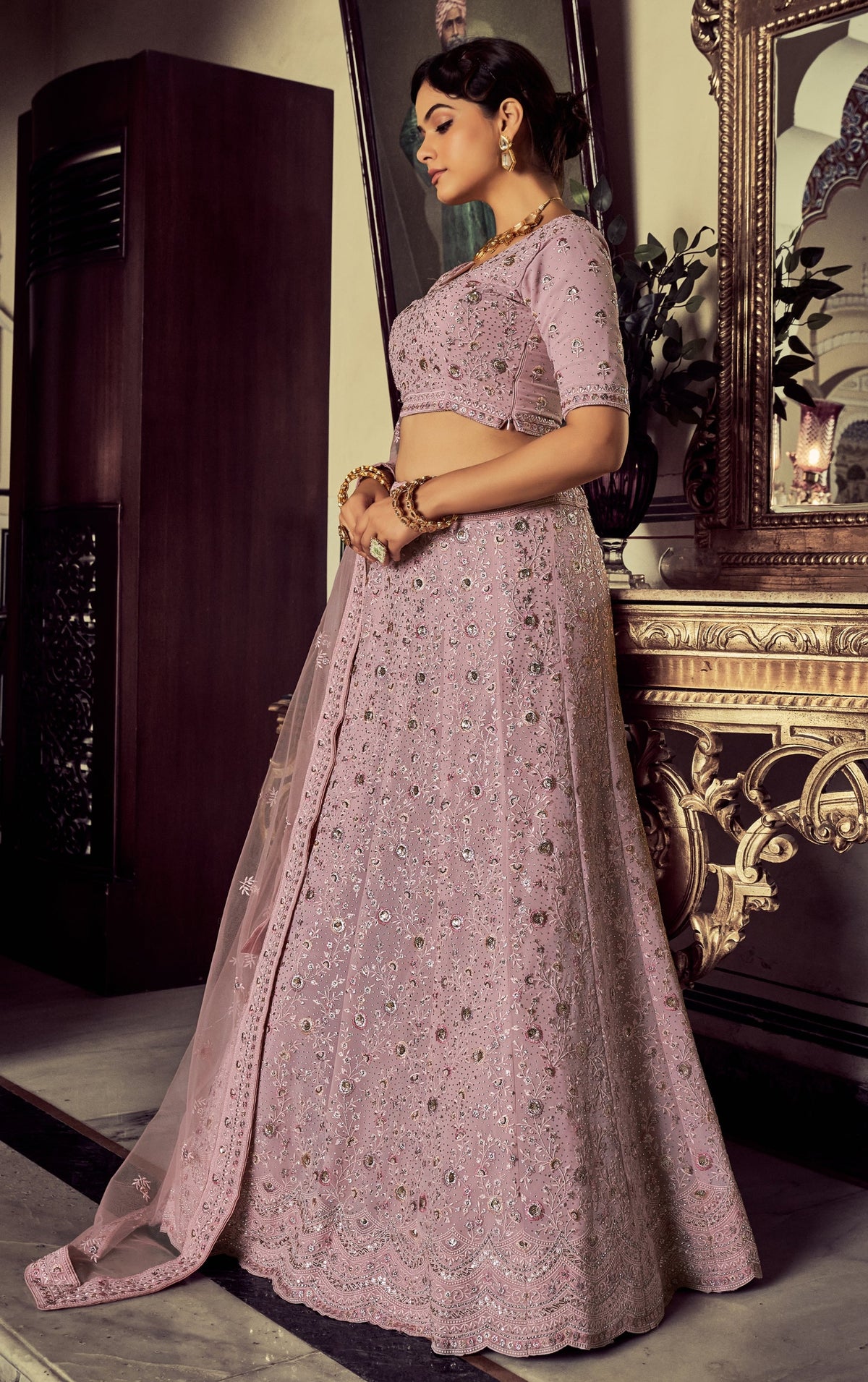 Buy Amazing Designer Mauve Color Lehenga Choli For Elegant Look - Joshindia