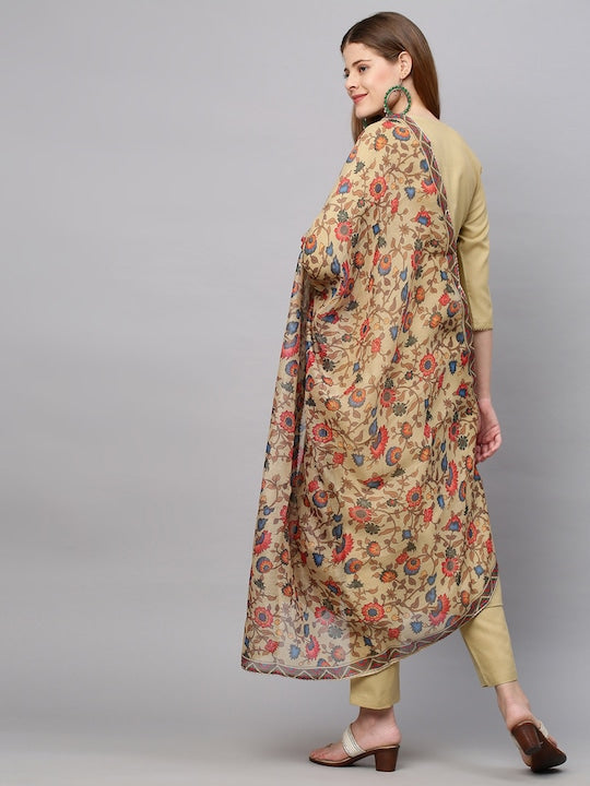 Buy Women's Chiku Color Cotton Kurti With Pant - Joshindia