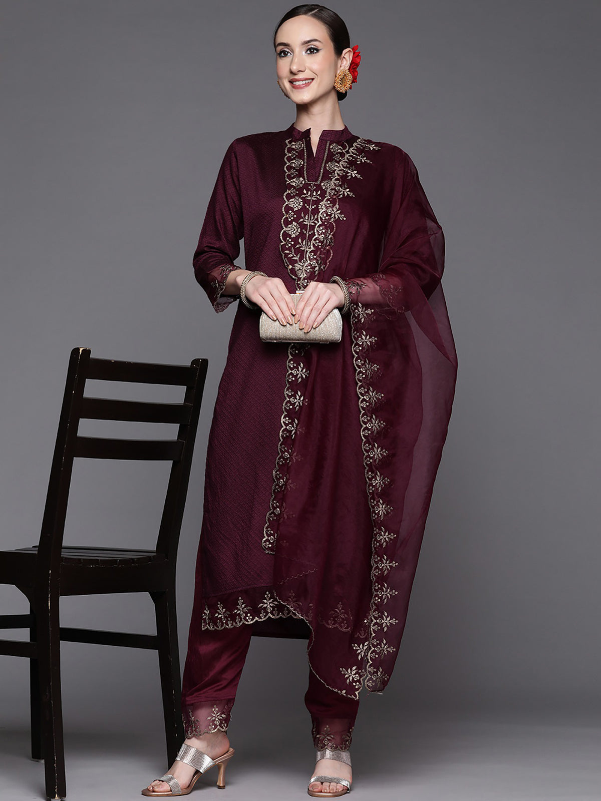 Buy Wine Kurtis Kurta Sets online in India - Joshindia