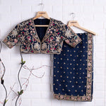 Buy Trendy Navy Blue Saree Online in India - Joshindia