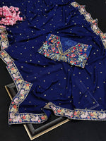Buy Trendy Navy Blue Saree Online in India - Joshindia