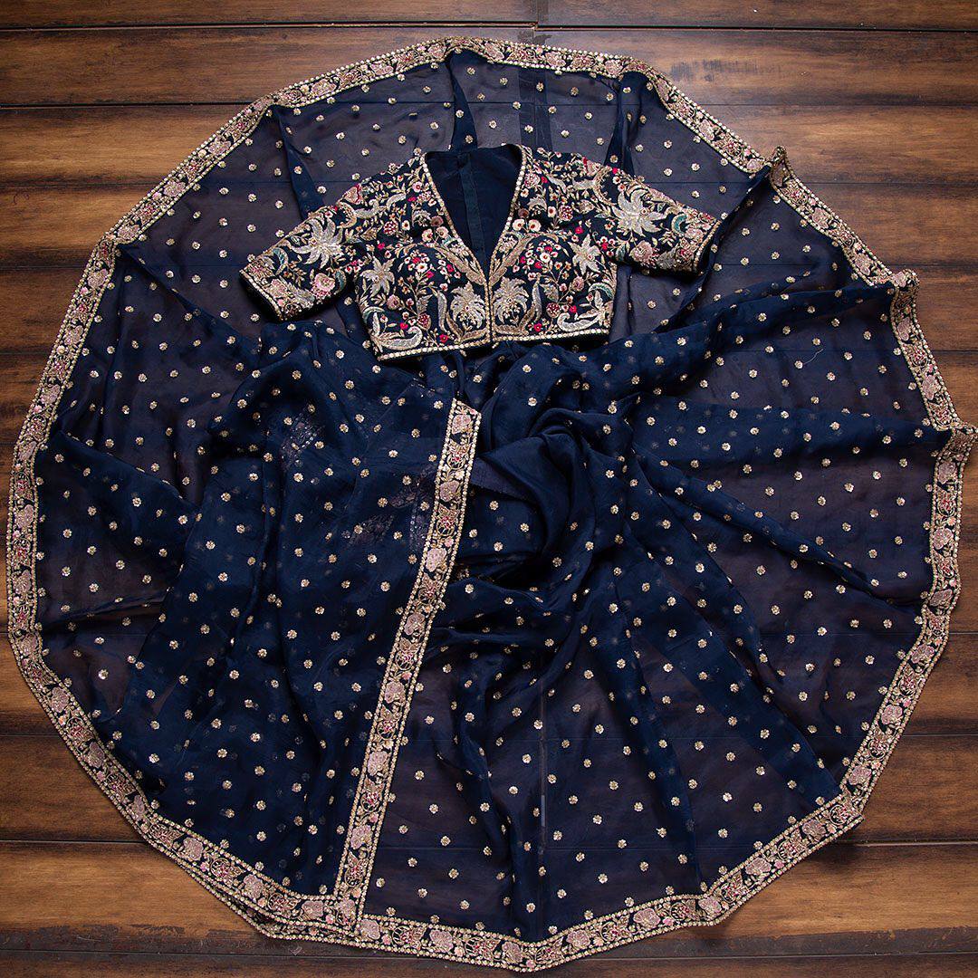 Buy Trendy Navy Blue Saree Online in India - Joshindia