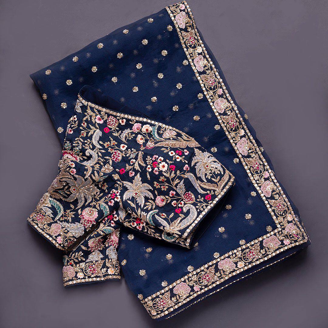 Buy Trendy Navy Blue Saree Online in India - Joshindia