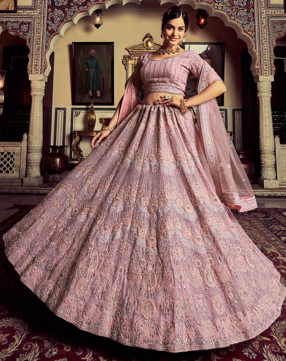 Buy Latest Indian Designer Pink Lehenga Cholis Online - Joshindia