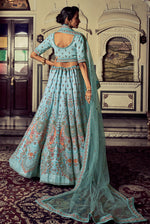Buy Beautiful Heavy Designer Turquoise Color Lehenga Choli For Reception Look - Joshindia