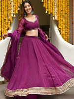 Purple Leheriya Wave Designer Lehenga Set for Wedding & Festive Wear