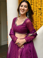 Purple Leheriya Wave Designer Lehenga Set for Wedding & Festive Wear