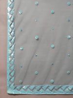 Light Blue Sequins Embroidered Lehenga Choli with Net Dupatta