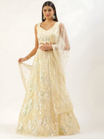 Yellow Sequins Embroidered Lehenga Choli with Net Dupatta