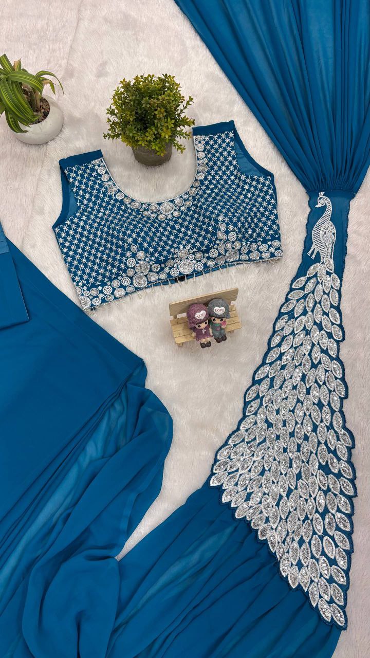 Designer Party Wear Georgette Ready To wear Saree