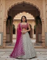 Pink & White Bollywood Style Lehenga Choli Faux Georgette Sequins Embroidery Party Wear Lehenga