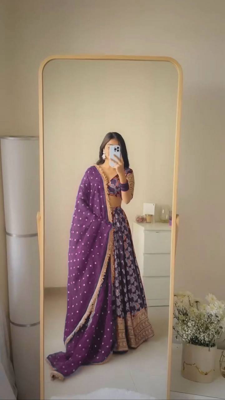 Purple Jacquard Designer Lehenga Choli for Women