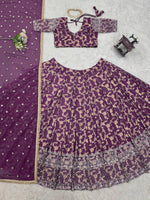 Purple Jacquard Designer Lehenga Choli for Women