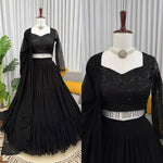 Black Designer Georgette Lehenga Choli for Women