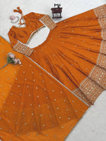 Orange Designer Embroidery Wedding Wear Lehenga Choli for Women
