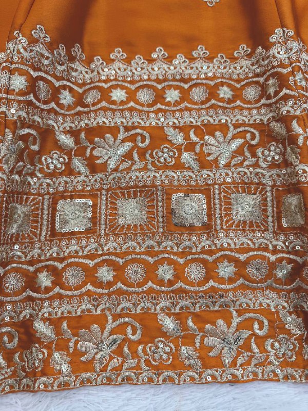 Orange Designer Embroidery Wedding Wear Lehenga Choli for Women