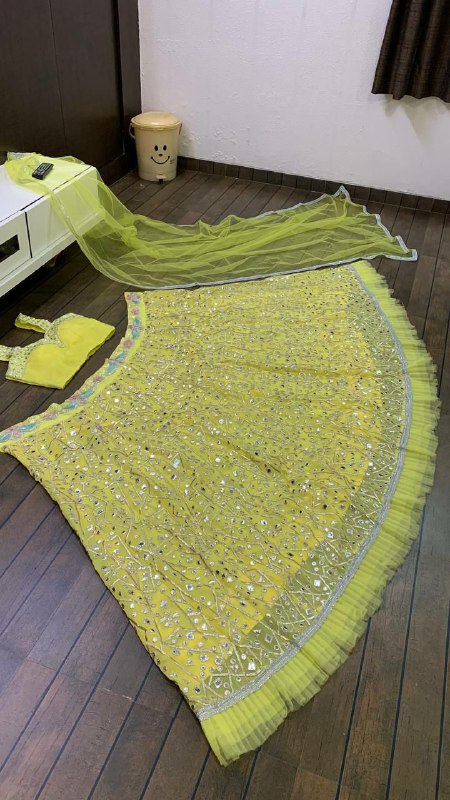 Yellow Designer Georgette Lehenga Choli for Women