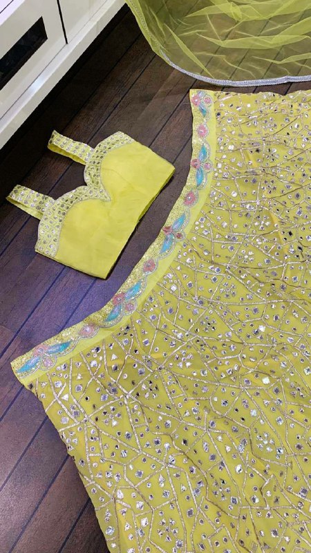 Yellow Designer Georgette Lehenga Choli for Women