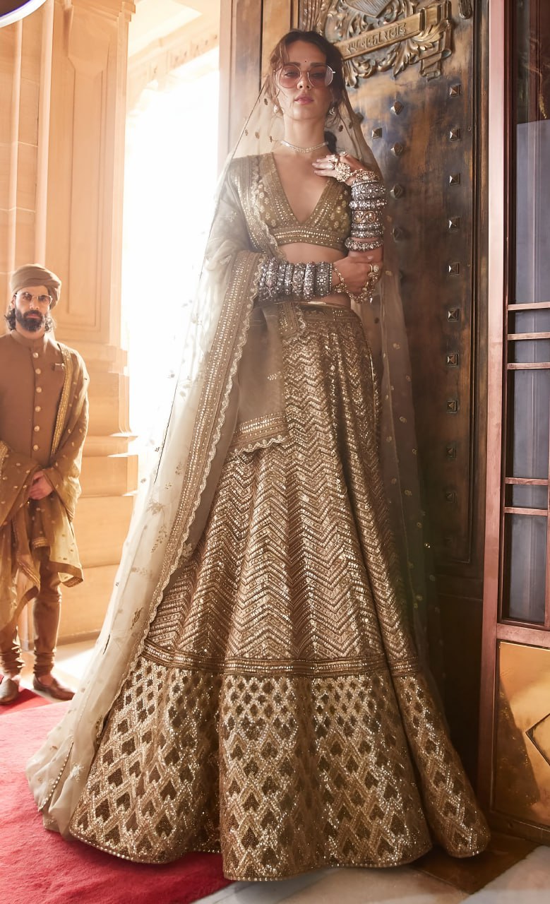 antique gold wedding dress Aurneaja Ivory Wedding Dress: Gold Rhinestone Applique, Removable Cathedral Train