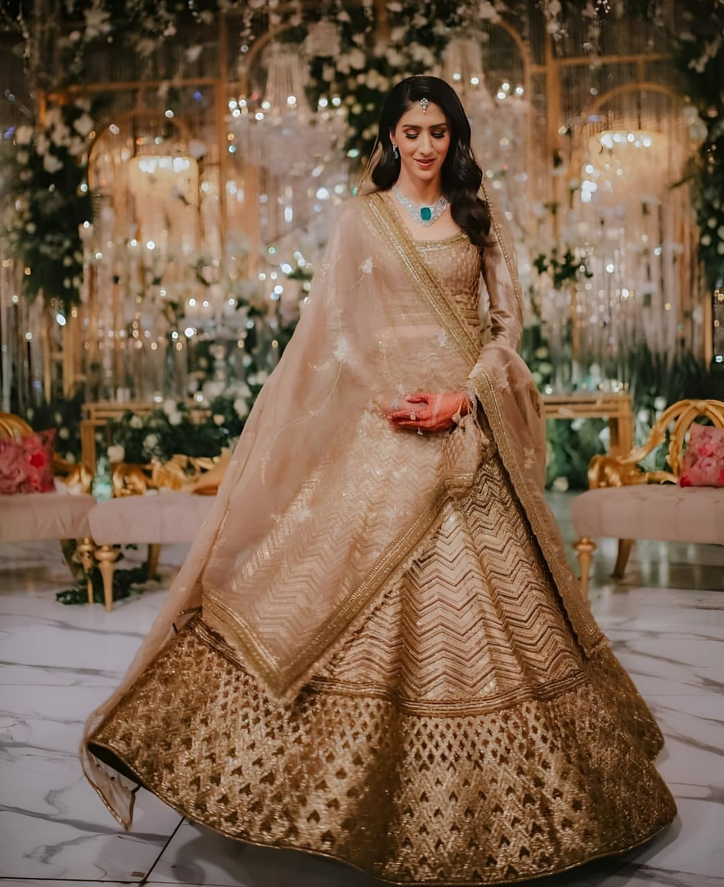 Antique Gold Heavy Designer Lehenga Choli for Bridal & Wedding Wear