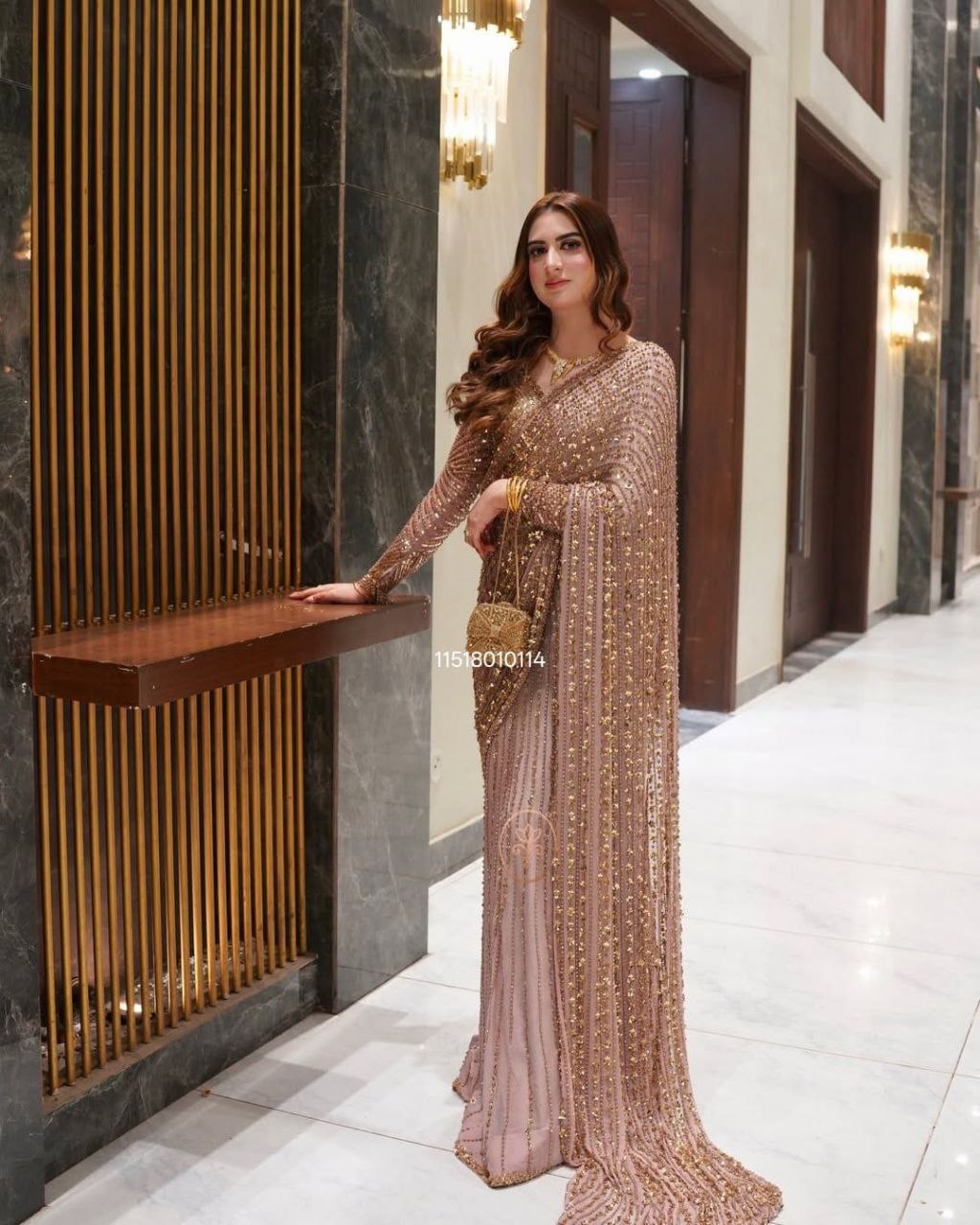 Golden Color Designer Bollywood Style Designer Saree