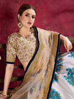 Sky Blue Floral Lehenga with Gold Embroidered Blouse & Net Dupatta