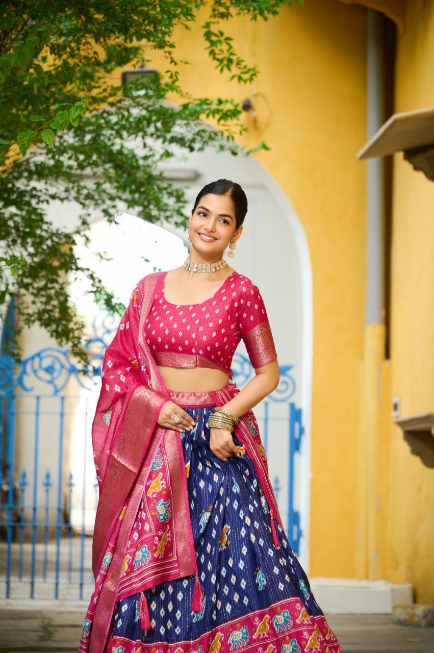 Pink with Red Lehenga Choli Set with Jacquard Work