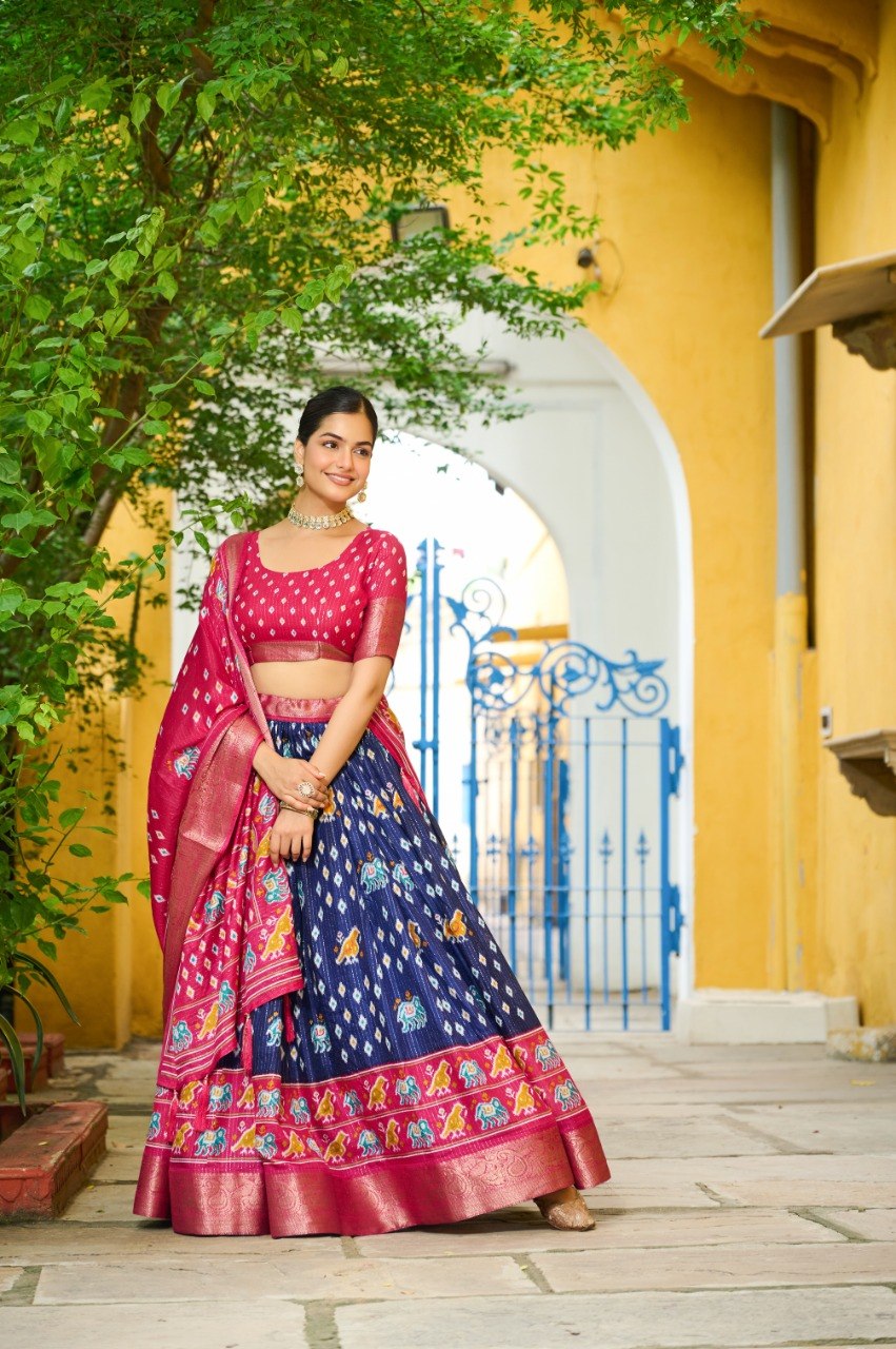 Pink with Red Lehenga Choli Set with Jacquard Work