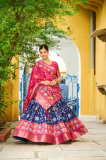 Pink with Red Lehenga Choli Set with Jacquard Work