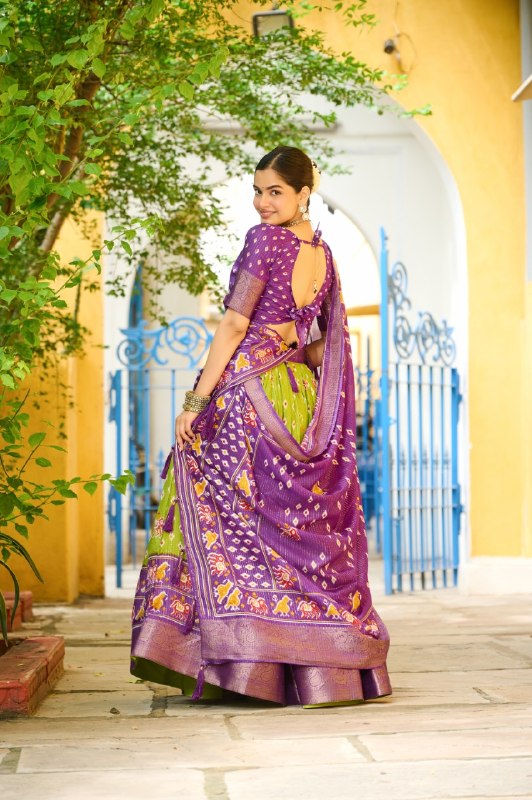Parrot Green with Purple Color Wedding Wear Lehenga Choli