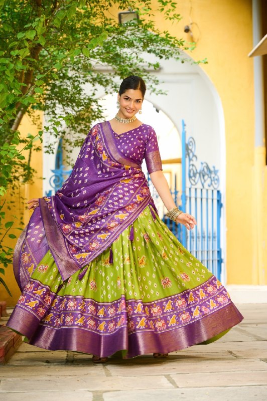 Parrot Green with Purple Color Wedding Wear Lehenga Choli