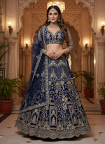 Royal Blue Soft Net Lehenga Choli with Coding Sequins Work for Women