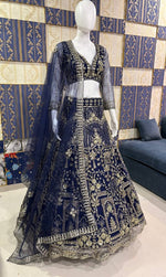 Royal Blue Soft Net Lehenga Choli with Coding Sequins Work for Women