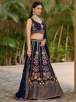 Navy Blue Color Designer Georgette Lehenga Choli