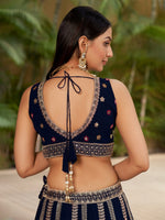 Navy Blue Color Designer Georgette Lehenga Choli