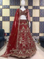 Red Color Designer Soft Net Lehenga Choli with Sequins Work