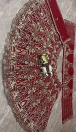 Red Color Designer Soft Net Lehenga Choli with Sequins Work