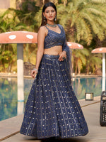 Gray Color PartyWear Designer Lehenga Choli