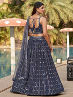 Gray Color PartyWear Designer Lehenga Choli