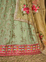 Pastel Green Multi Color Work Designer Party Specials Lehenga Choli