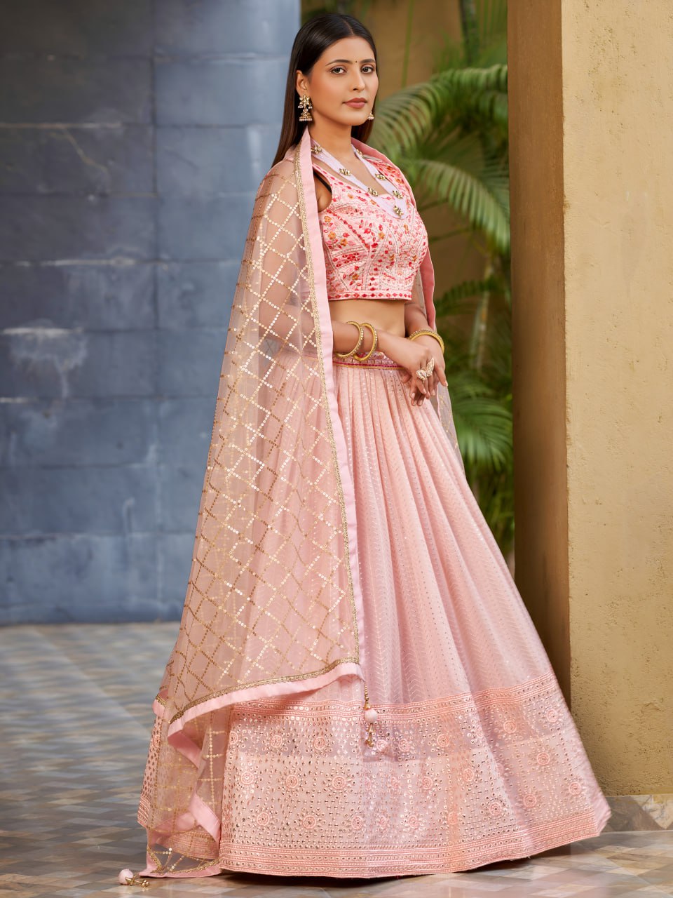 baby Pink Color Embroidered Designer Lehenga Choli