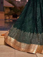 Green Color Georgette Sequins Embroidery Designer Lehenga Choli