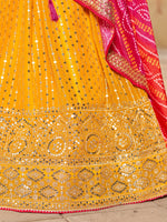 Yellow Color Sequins EmbroideredDesigner Haldi lehenga Choli