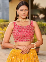 Yellow Color Sequins EmbroideredDesigner Haldi lehenga Choli