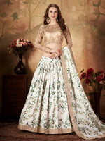Ivory Floral Organza Lehenga Choli with Golden Embroidered Blouse